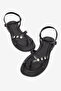 Women's Black Comfortable Fit Stone-Embellished Flip-Flop Sandals - 3