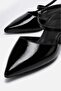 Side Crossed Heel Covering Open Back Pointed Toe Heeled Shoes; Black Yanki - 5