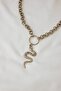 Silver Chain Necklace with Snake Figure - 4