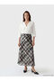 Elastic Waist Plaid Slit Skirt