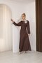 Polka Dot Pattern Long Sleeve Dress Coffee - 2