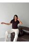 Women's V-Neck Mercerized Textured Knitwear T-Shirt Summer Basic Blouse - 3