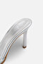 Metallic Silver High Heeled Slippers - 8