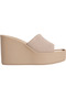 Women's Canvas Beige Platform Heeled Sandals