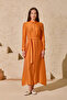 Orange Belted Linen Shirt Dress - 2