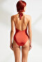 Women's Swimsuit V-Neck Sleeveless Regular Fit Covered Underwire Open Back with Accessories Knitted Raschel - 5