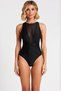 Women's Swimsuit One Piece Halter Neck Sleeveless Mesh Detailed Covered Plain Pattern Knitted Fabric Regular Fit - 4