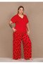 Red Color, Heart Pattern 11055 Short Sleeve Women's Plus Size Mother's Pajama Set - 2