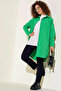 Women's Shirt Collar Buttoned Basic Cotton Green Hijab Tunic - 4