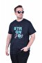 Men's Large Size Crew Neck T-Shirt Strong 26154 Navy Blue