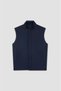 Men's Regular Fit Stand Collar Zippered Navy Blue Vest with Sleeve Pocket Detail - 4