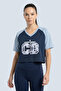 Women's Regular Fit Crop Varsity Tee With Raglan Sleeve - 7