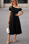 Women's One-Shoulder Strap Short Sleeve Midi Length Viscose Dress - 3