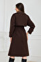 Long Draped Trench Coat with Pockets - 5