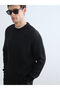 Black crew neck Corded Fabric men's sweater from gülis store