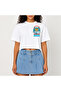 Crop T-Shirt White Printed Relaxed Fit Raw Cut Basic Short Tshirt