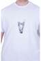 Men's Large Size Crew Neck T-Shirt Black 26135 White - 3