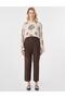 Belt Detailed Viscose Trousers Brown - 2