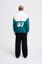 Men's Yoke Detail Sweatshirt Oil Green-Ecru - 7