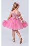 Girls' Pink Tulle Dress with Sequin Details - 3