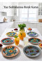 Alaçatı Esintisi Series Set of 6 Ceramic Cake Plates Fruit Patterned Dessert and Presentation Plate 20 Cm, Breakfast Plate, Gift Plate