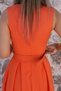 Orange Halter Neck Belted Flared Dress - 5