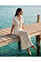 Summer Polo Neck Crop Top and Openwork Skirt Set - 2