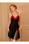 Black Lace Insert Tie-Up Back Babydoll - 5