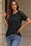 Women's Short Sleeve Crew Neck Ribbed Viscose Blouse - 2