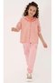 Girl's Striped Hooded Zippered Sweatshirt 4-12 Years Old Pink - 2