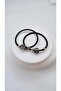 Black Crystal Bead Detail 2-Piece Rubber Buckle Set