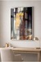 Modern Abstract Anthracite and Gold Themed Glass Table - Silver Metal Framed Table for Home, Business, and School
