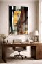 Modern Abstract Anthracite and Gold Themed Glass Table - White Metal Framed Table for Home, Business, and School - 3