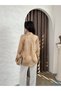 Women's Soft Satin Textured Gold Foil Button Detailed Stylish Shirt - 4
