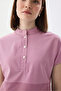 N O V a |   Tek Üst Pudra Women's Lycra High Collar Half Snap Nurse and Doctor Uniform Scrubs
