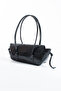Black Patent Leather Baguette Women's Handbag with Flap and Zipper Closure, Kayak Model, Crocodile Pattern - 4