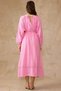 Women's Pink Stylish Pearl Detailed Long Sleeve Lined Summer Premium Muslin Dress - 4