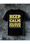 تي شيرت كبير الحجم مطبوع عليه Keep Calm Coffee