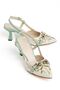 Lucy Women's Green Embroidered Gold Accessory Heeled Shoes