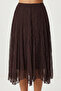 Polka Dot Wrinkled Effect Chiffon Skirt Lub0351 Brown - 3