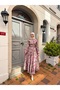 Women's Floral Pattern Buttoned and Waist-Tied Dress Pink - 14