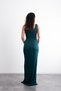 Long, Stylish Evening Dress with Shoulder and Waist Accessories, Draping, Crepe Fabric, and Slits. - 2