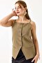 Regular Fit Lined Strap Vest Khaki - 3