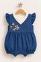 Baby Girl Denim Jumpsuit with Embroidered Ruffle Sleeves and Perforated Thin Straps Bodysuit Summer Stylish Comfortable Cotton - 5