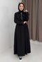 Women's belted dress with pocket detail - black