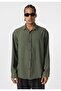Basic oversize long sleeve linen look shirt - 2