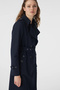 Double-Breasted Collar Belted Navy Blue Trench Coat 12528 - 4