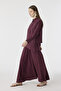 Buttoned Embroidery Detailed Flowing Burgundy Suit 1808 - 6