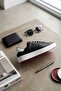 Men's Black/White Genuine Leather Sneaker - Casual Comfortable Sole Sports Shoes - 7
