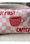 But First Cafecito Written Pink Checkered Double-Sided Suede Throw Pillow Cover - 30X50Cm - Coffee Themed Throw Pillow Cover - 2